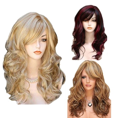 Ladies blonde long curly - blonde,