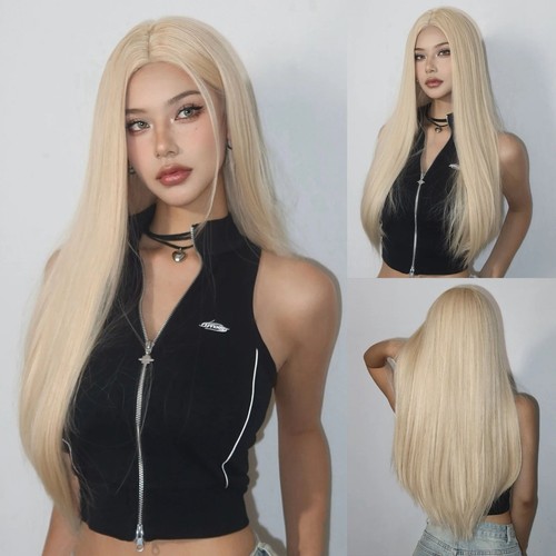 Milky white straight - , hair