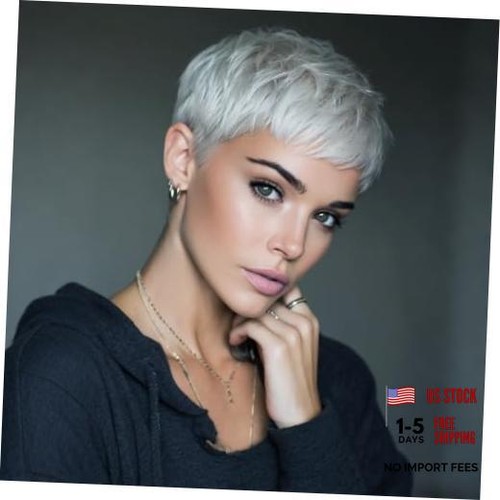 Short pixie cut wig - cut, silver