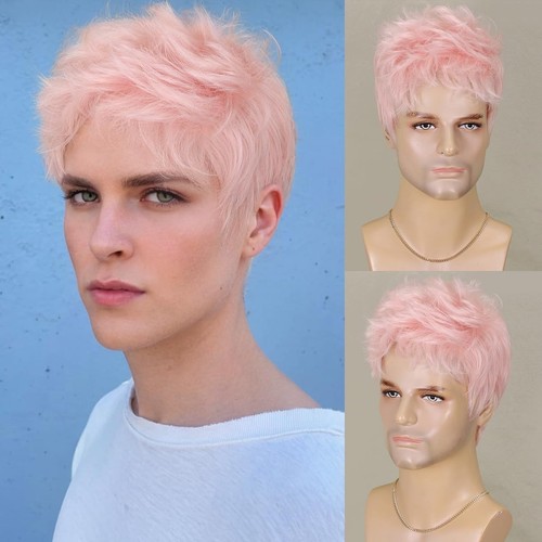 Men pink short - wigs, bangs