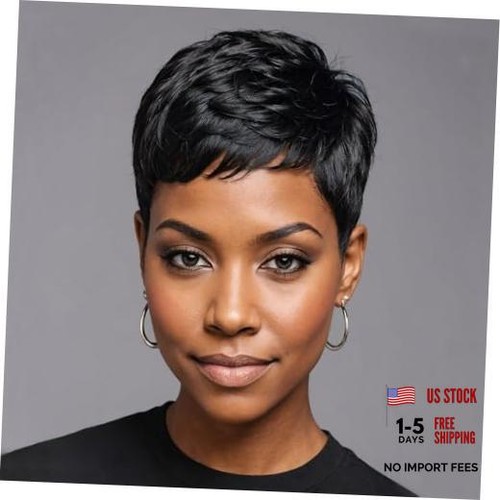 Short black hair wig - black,