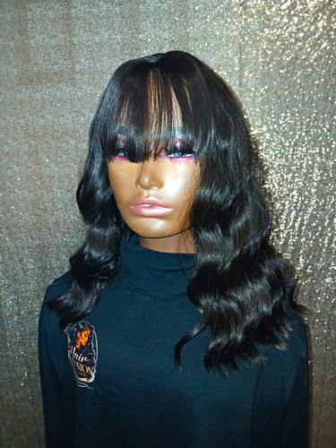Black synthetic wavy - black, human