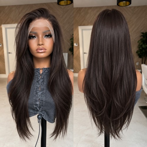 Low shine dark brown synthetic - low,