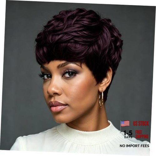 Short hair wig with bangs - short,