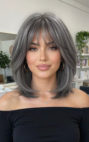 Short bob hairstyle silvery - short,