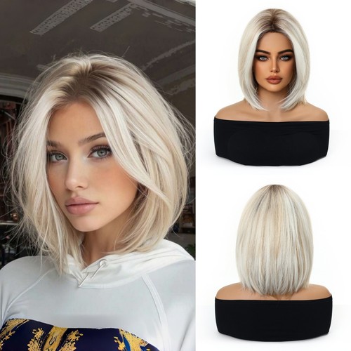 Blonde bob wig dark roots - bob,