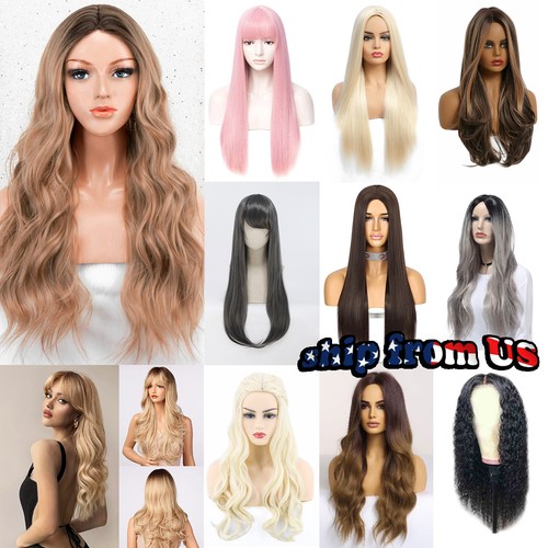 Full wig long curly - full, straight
