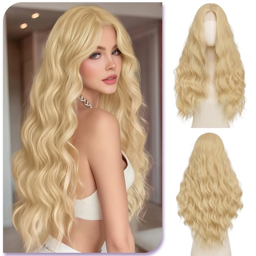 Long wavy blonde wig - 28",