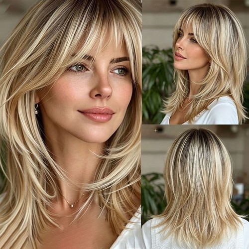 Ombre blonde wig - wig, roots