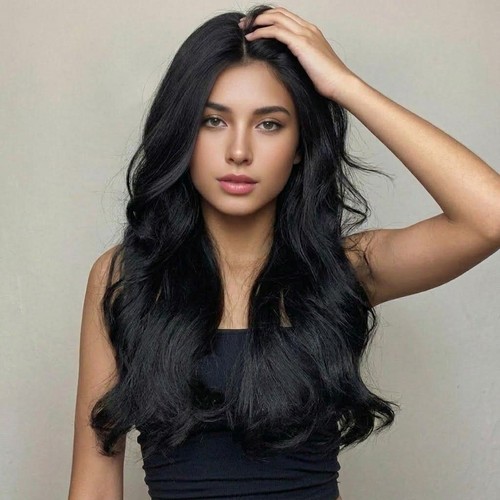 Long curly black wig - long,