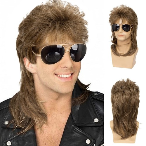 Synthetic hair men mullet - synthetic,