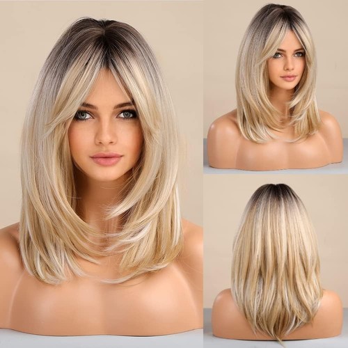 Long layered blonde wigs - blonde, for