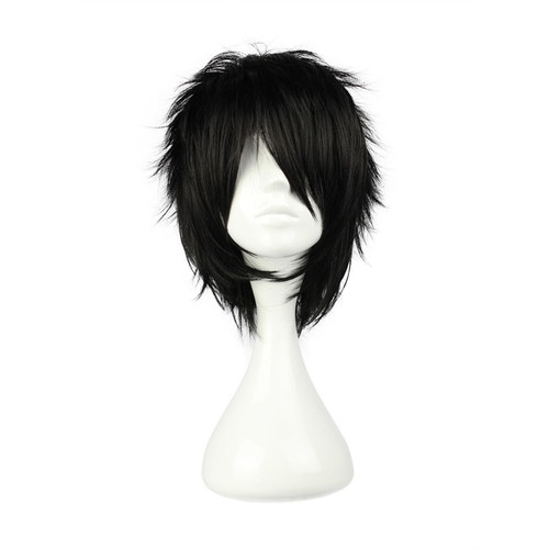 Short black cosplay wig spiky - short,
