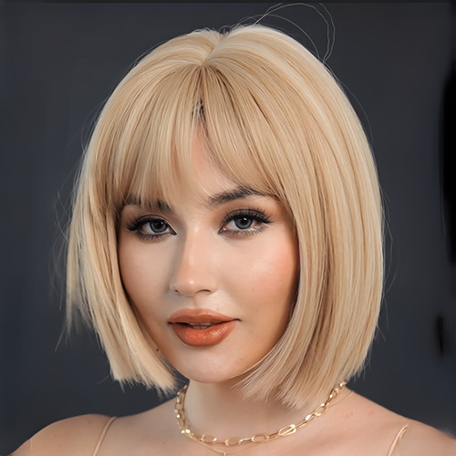 Blonde bob cut style synthetic - blonde,