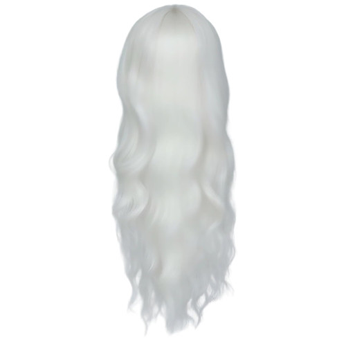 White long curly - curly, front