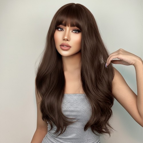 Long wavy choc - wavy, brown
