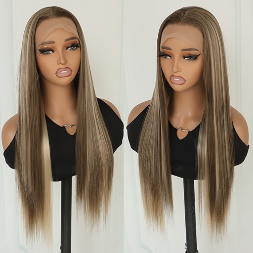 Brown blonde hair glueless - brown,