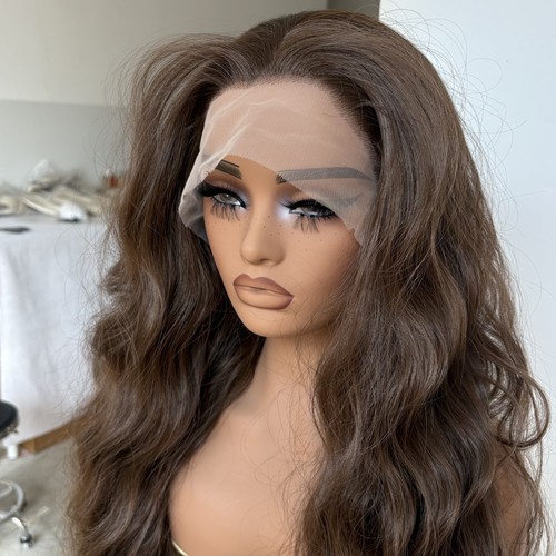 Brown synthetic hair low - synthetic, shine