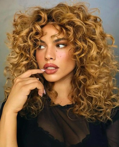 Curly wig with bangs - wig,