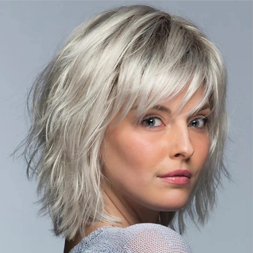 Human hair short - human, silver