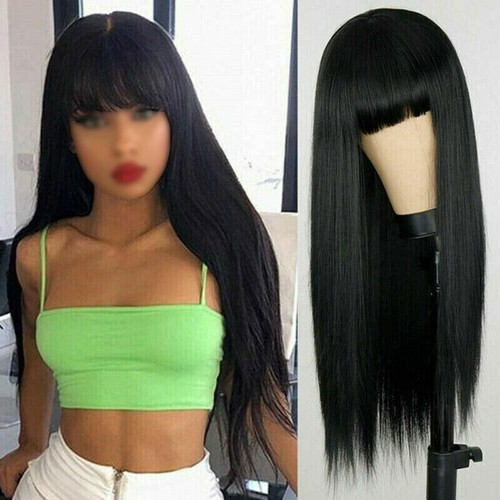 70cm straight wig with bangs - straight,