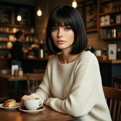 Bob wig with bangs natural - 12"bob,