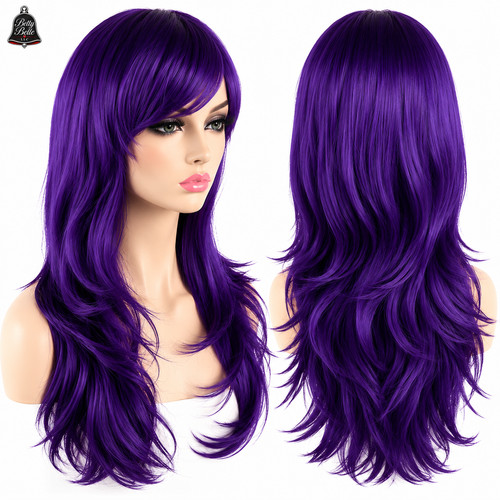Purple long wavy - wavy, wig