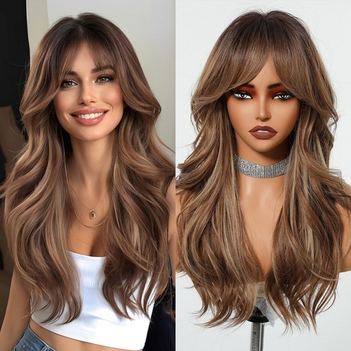 Brown layered wig with - brown,
