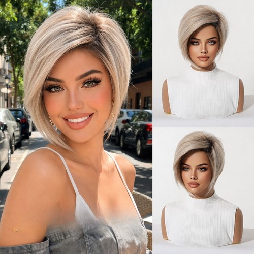 Women side part blonde - women, short